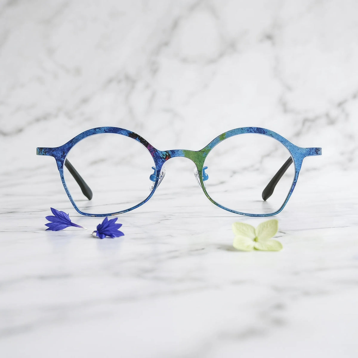 Barledear Ocean Bloom Blue eyeglasses shown in a clean lifestyle front view
