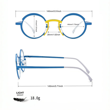 Barledear Ocean Blue Sunshine Yellow eyeglasses size chart with 140 mm frame width, 44 mm lens width, 41 mm lens height, 26 mm bridge, and 145 mm temple length