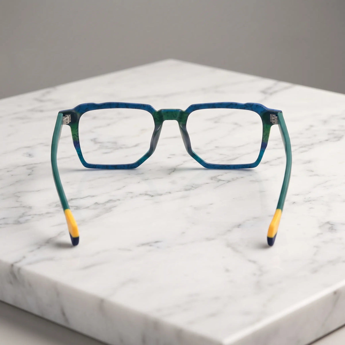 Barledear Ocean Meadow eyeglasses back view showing integrated nose pads hinges and lightweight full-rim construction