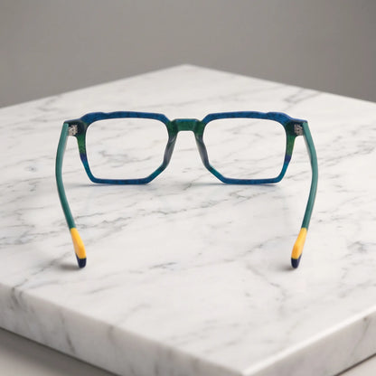 Barledear Ocean Meadow eyeglasses back view showing integrated nose pads hinges and lightweight full-rim construction