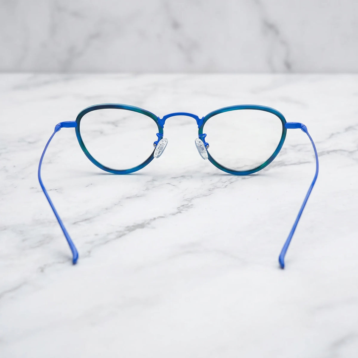 Barledear Ocean Teal eyeglasses back view showing temple shape full-rim structure and comfortable nose pads