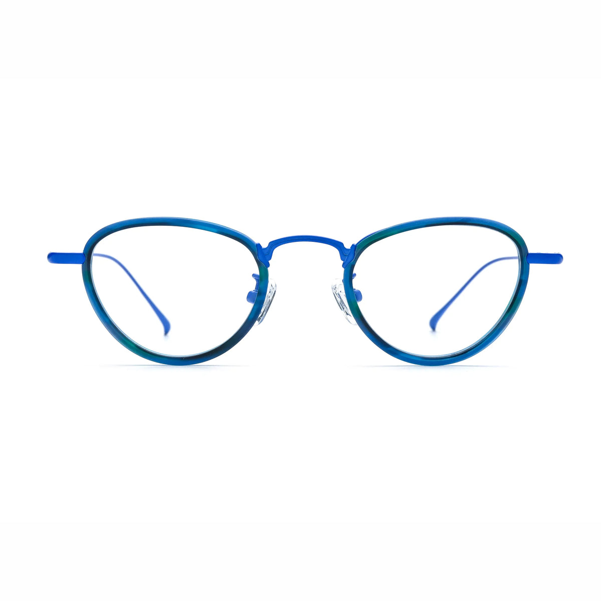 Barledear Ocean Teal eyeglasses front view with lightweight geometric acetate and titanium full-rim frame