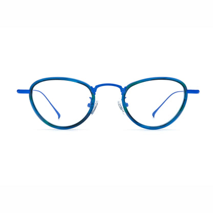 Barledear Ocean Teal eyeglasses front view with lightweight geometric acetate and titanium full-rim frame