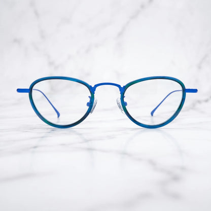 Barledear Ocean Teal eyeglasses shown in a clean lifestyle front view with blue teal frame details