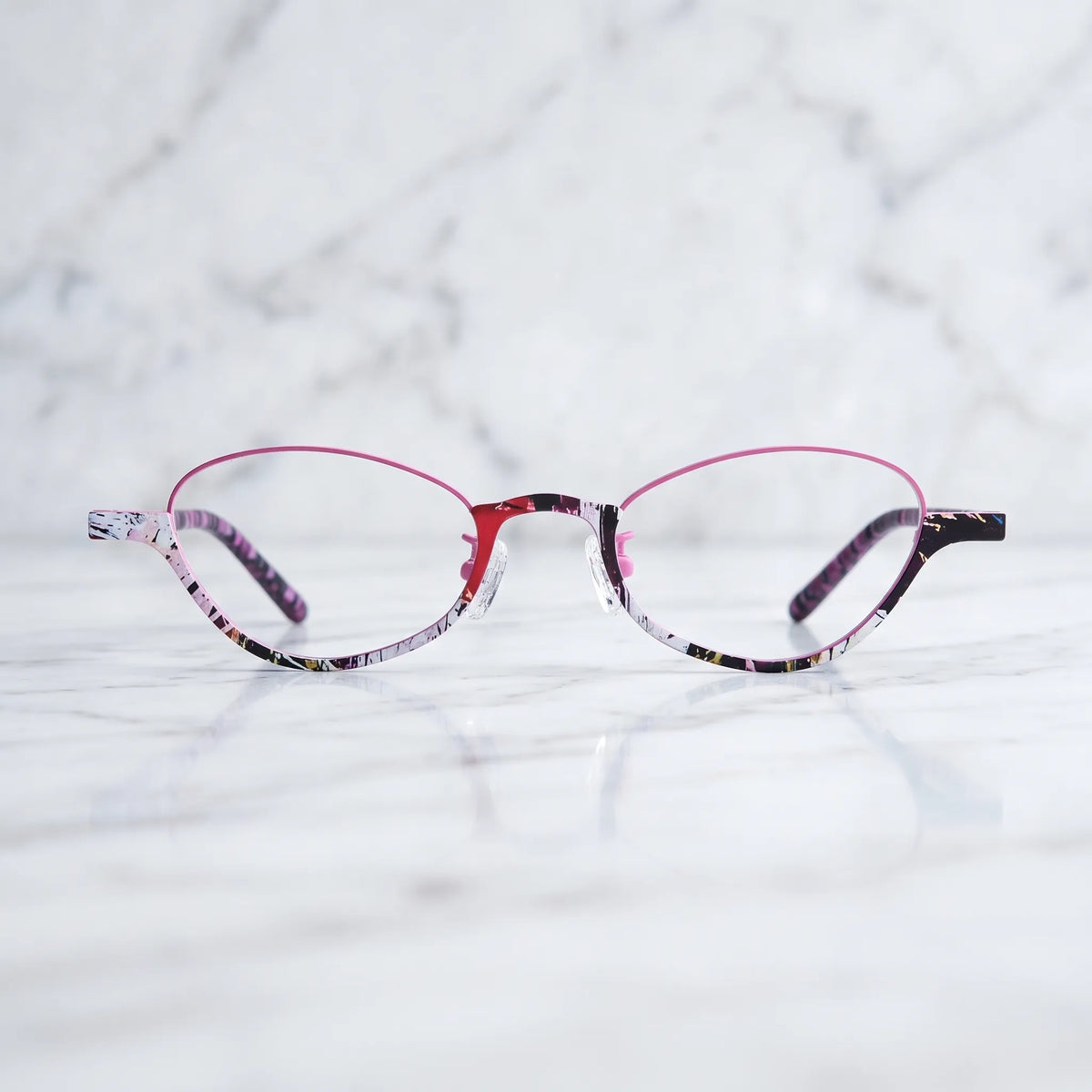 Barledear Orchid Blush eyeglasses shown in a clean lifestyle front view with soft oval titanium frame