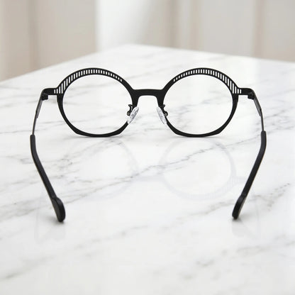 Barledear Prism Noir eyeglasses back view showing adjustable nose pads, slim temple structure, and prescription-ready full-rim construction