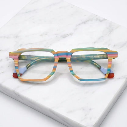 Barledear Rainbow Horizon eyeglasses folded display showing the square acetate frame and slim temple design