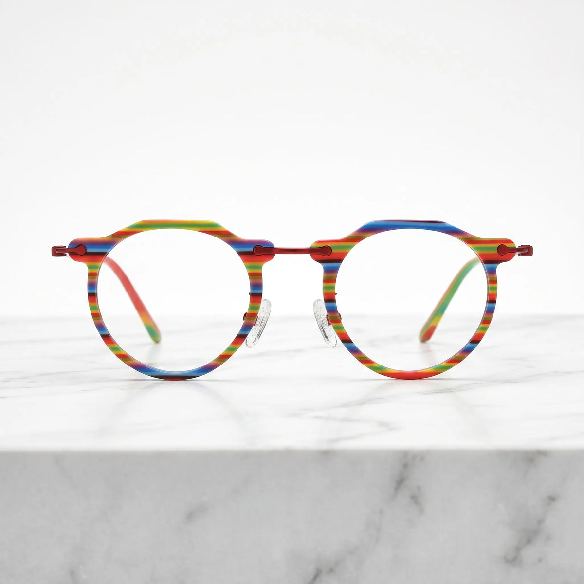 Barledear Rainbow Stripe eyeglasses shown in a clean lifestyle front view for everyday prescription eyewear