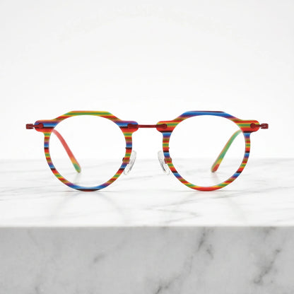 Barledear Rainbow Stripe eyeglasses shown in a clean lifestyle front view for everyday prescription eyewear