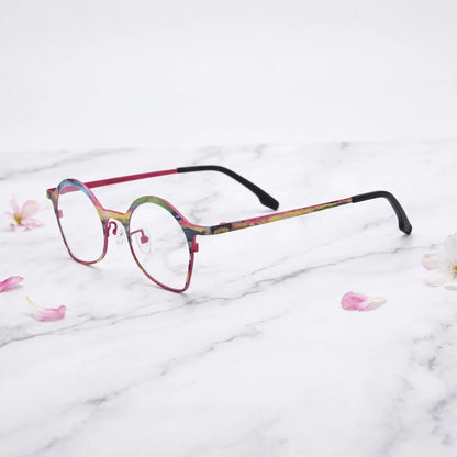 Barledear Rose Meadow Pink eyeglasses angled side view showing slim temples and adjustable nose pads