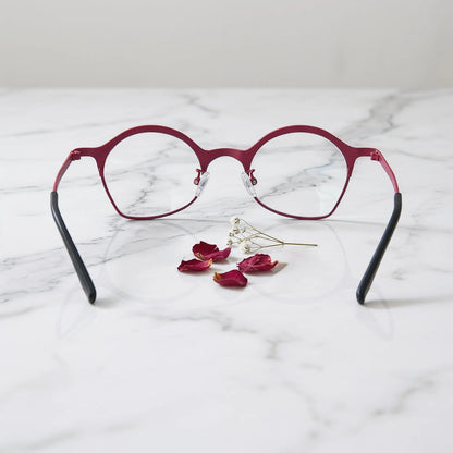 Barledear Rose Meadow Pink eyeglasses back view showing temple shape and lightweight full-rim frame structure