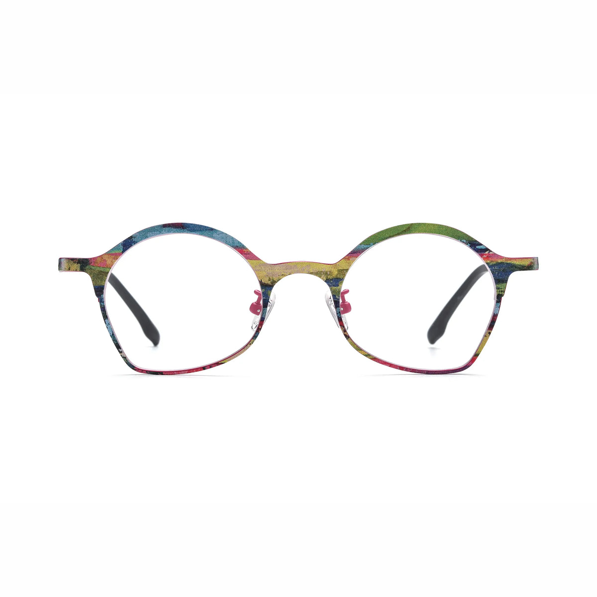 Barledear Rose Meadow Pink eyeglasses front view with lightweight butterfly titanium frame