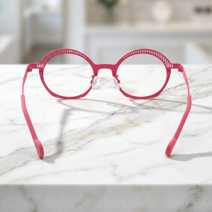 Barledear Rose Mosaic eyeglasses back view showing adjustable nose pads, lightweight temple arms, and prescription-ready full-rim structure