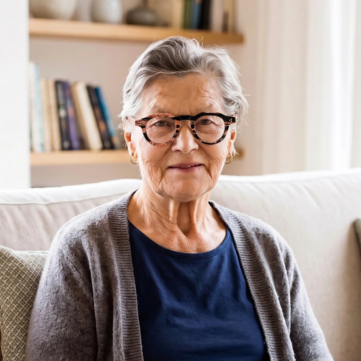Barledear Rose Mosaic retro geometric acetate eyeglasses in a lifestyle portrait