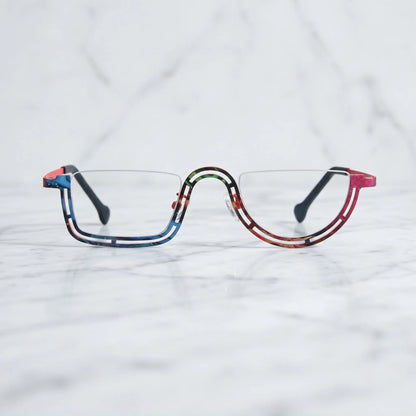 Barledear Scarlet Mosaic Red eyeglasses shown in a clean lifestyle front view