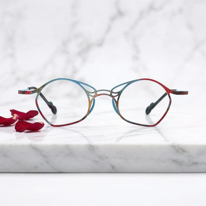 Barledear Skyline Patchwork Blue eyeglasses shown in a clean lifestyle front view