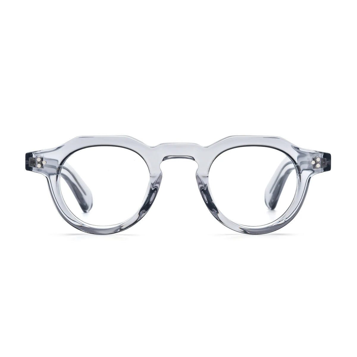 Barledear Smoke Crystal retro geometric acetate eyeglasses with translucent smoke-gray acetate and a sculpted keyhole bridge