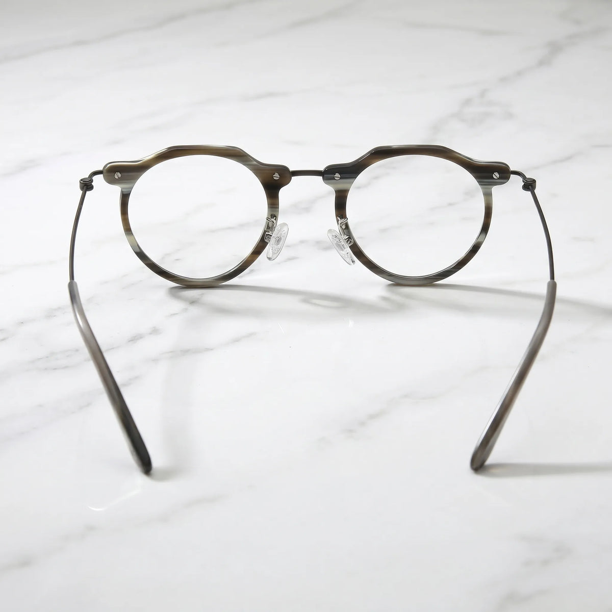Barledear Smoke Stripe eyeglasses back view showing temple shape full-rim structure and comfortable fit