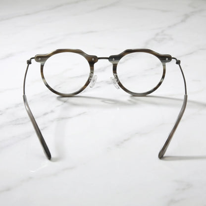 Barledear Smoke Stripe eyeglasses back view showing temple shape full-rim structure and comfortable fit