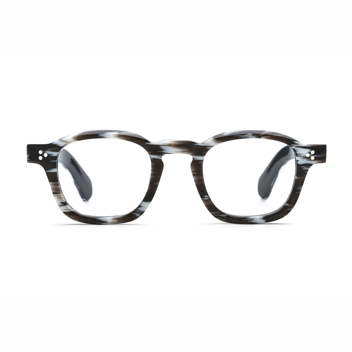 Barledear Smoke Stripe eyeglasses front view with lightweight retro square acetate frame