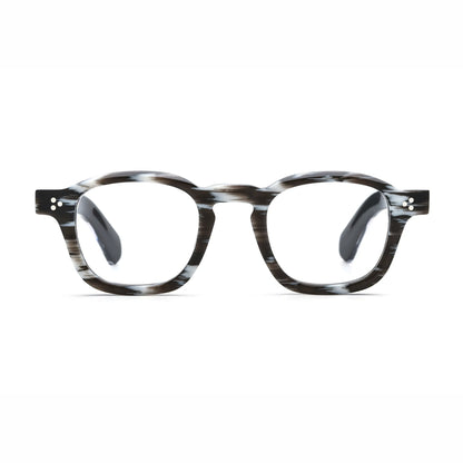 Barledear Smoke Stripe eyeglasses front view with lightweight retro square acetate frame
