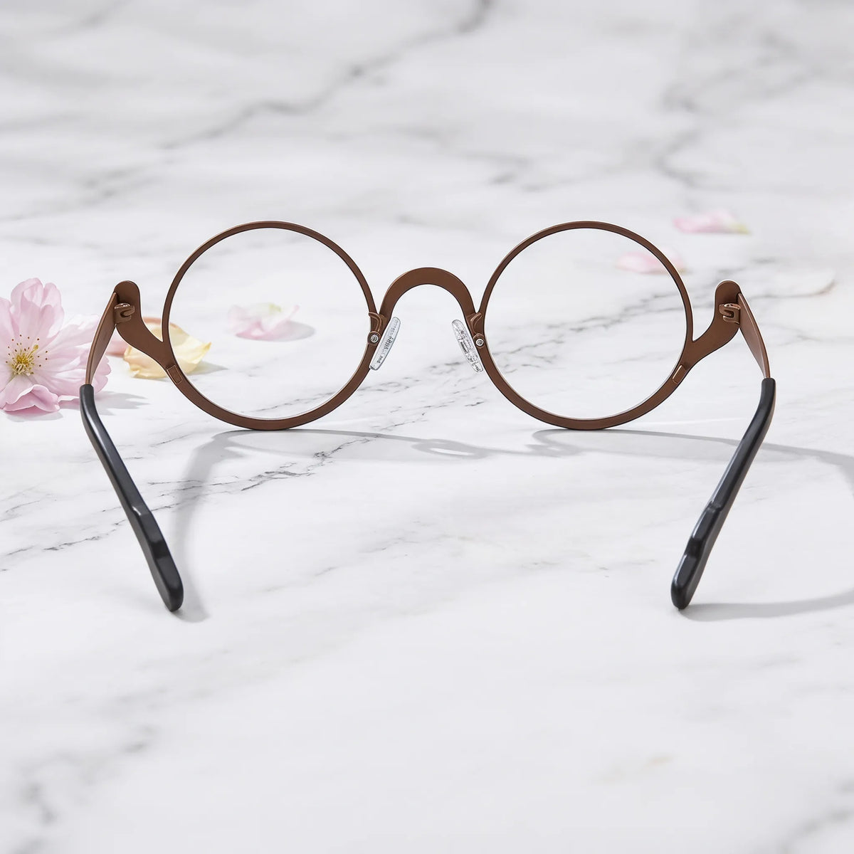 Barledear Smoky Cocoa eyeglasses back view showing the temple shape, rear frame structure, and comfortable full-rim design
