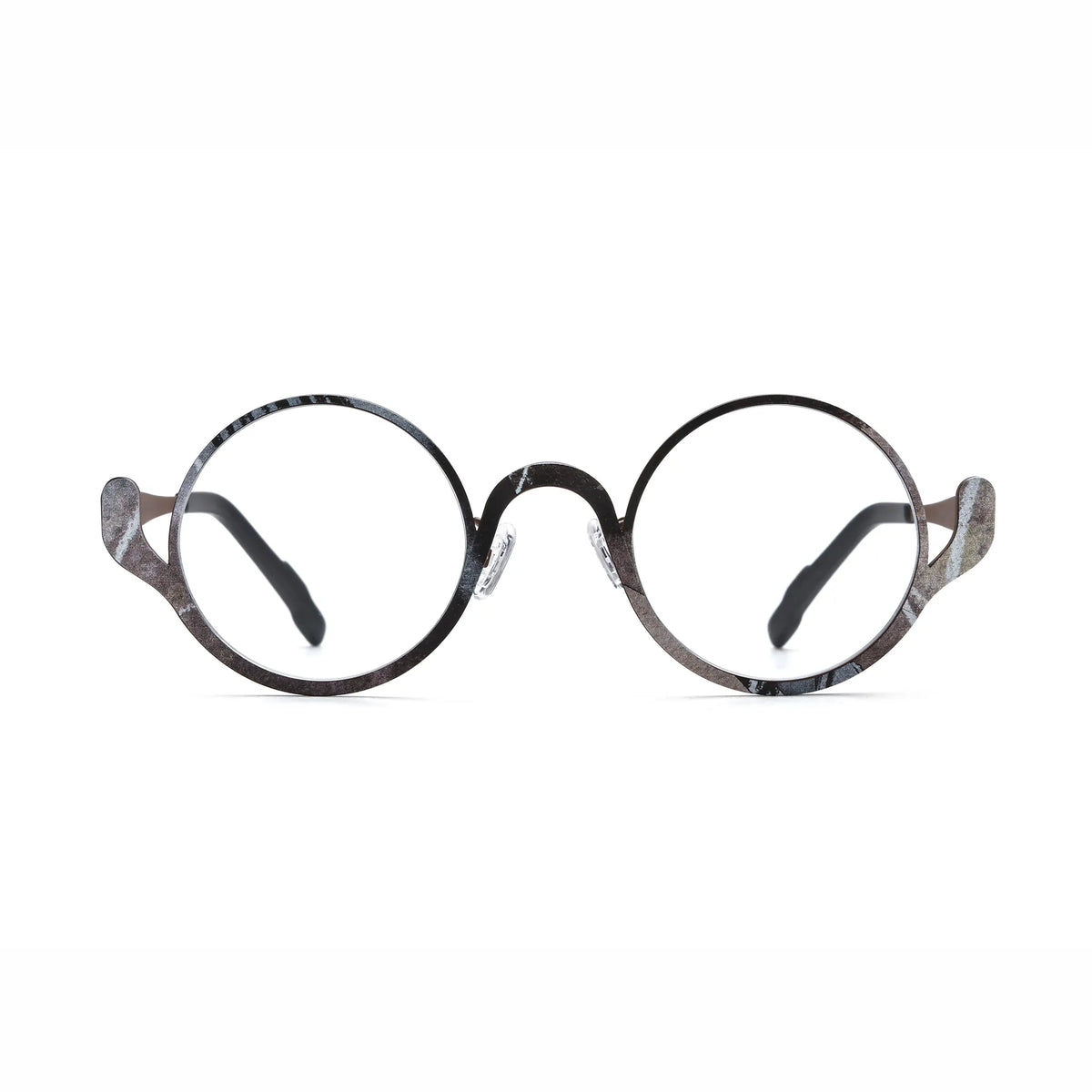Barledear Smoky Cocoa eyeglasses front view with an artistic round pure titanium full-rim frame and lightweight design