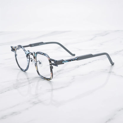 Barledear Storm Gray eyeglasses angled side view showing slim temples, extended side-bar detail, and adjustable nose pads