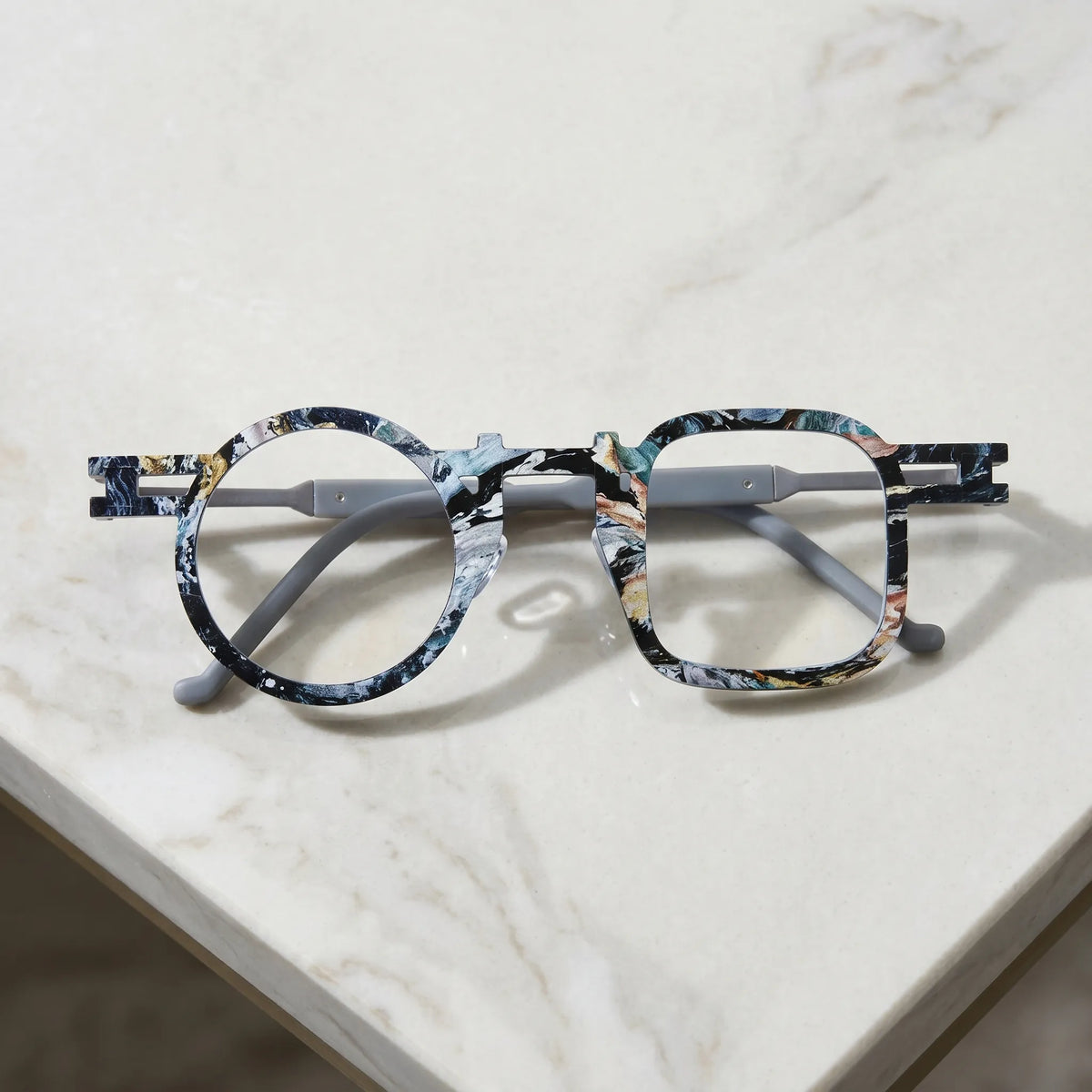 Barledear Storm Gray eyeglasses folded display showing gray temples and full-rim frame structure