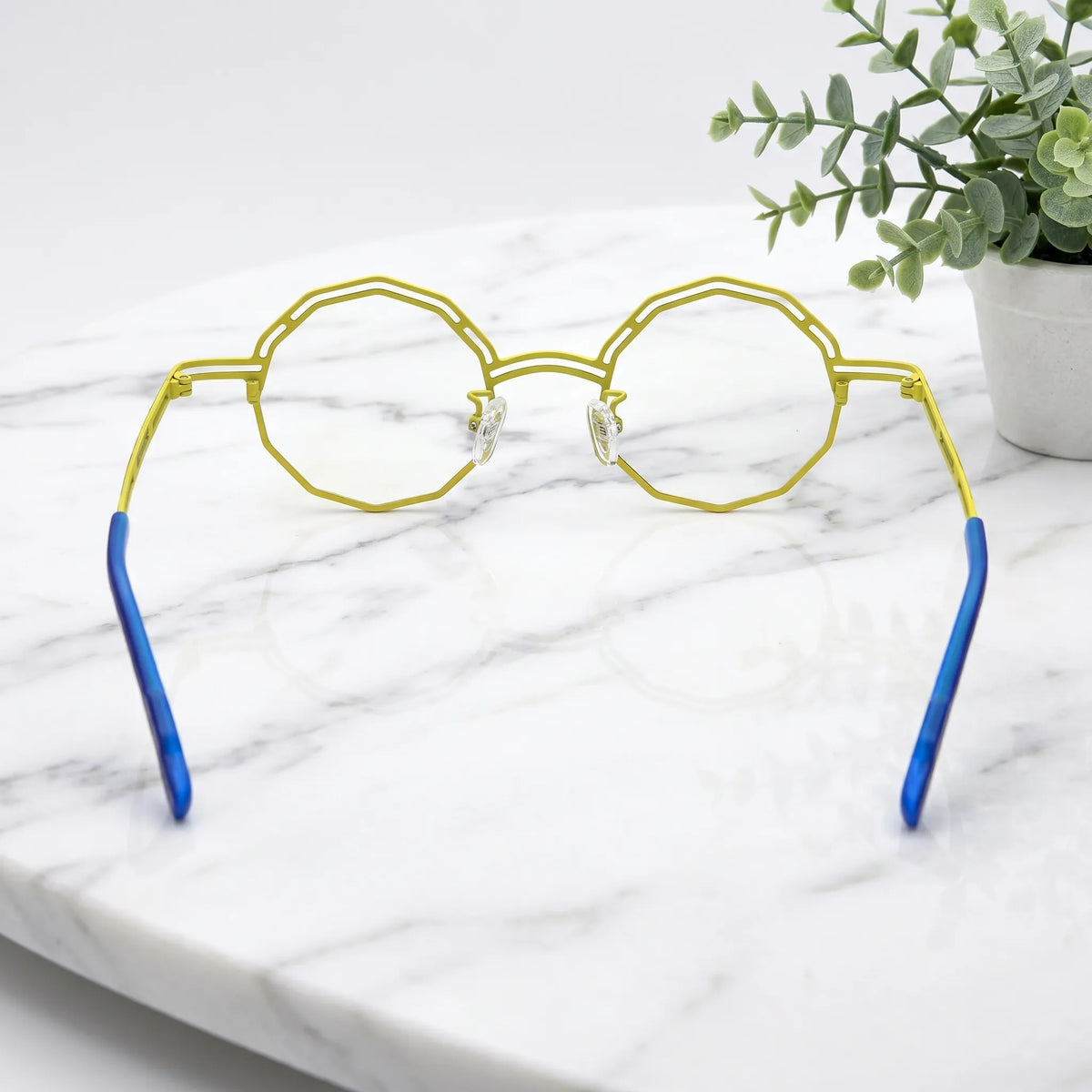Barledear Sunlit Cobalt eyeglasses back view showing temple shape and full-rim frame structure