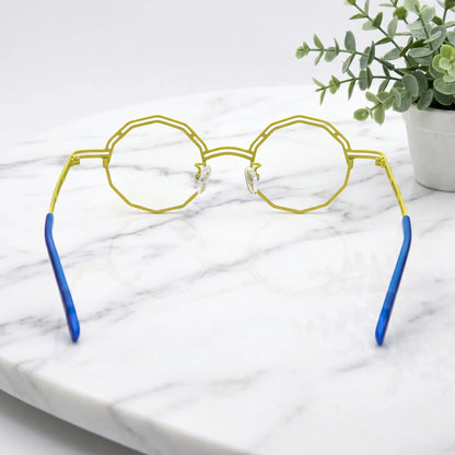Barledear Sunlit Cobalt eyeglasses back view showing temple shape and full-rim frame structure