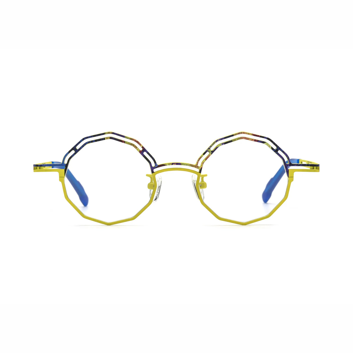Barledear Sunlit Cobalt eyeglasses front view with lightweight octagonal pure titanium frame