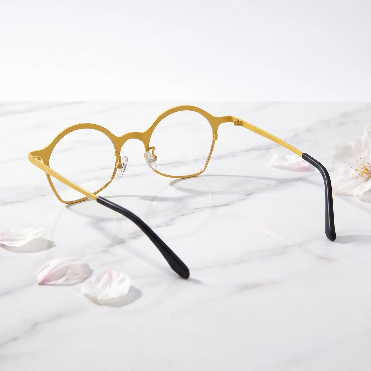 Barledear Sunlit Mosaic Yellow eyeglasses back view showing temple shape and lightweight full-rim frame structure