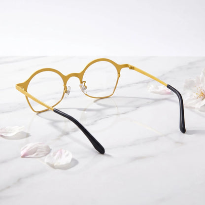 Barledear Sunlit Mosaic Yellow eyeglasses back view showing temple shape and lightweight full-rim frame structure