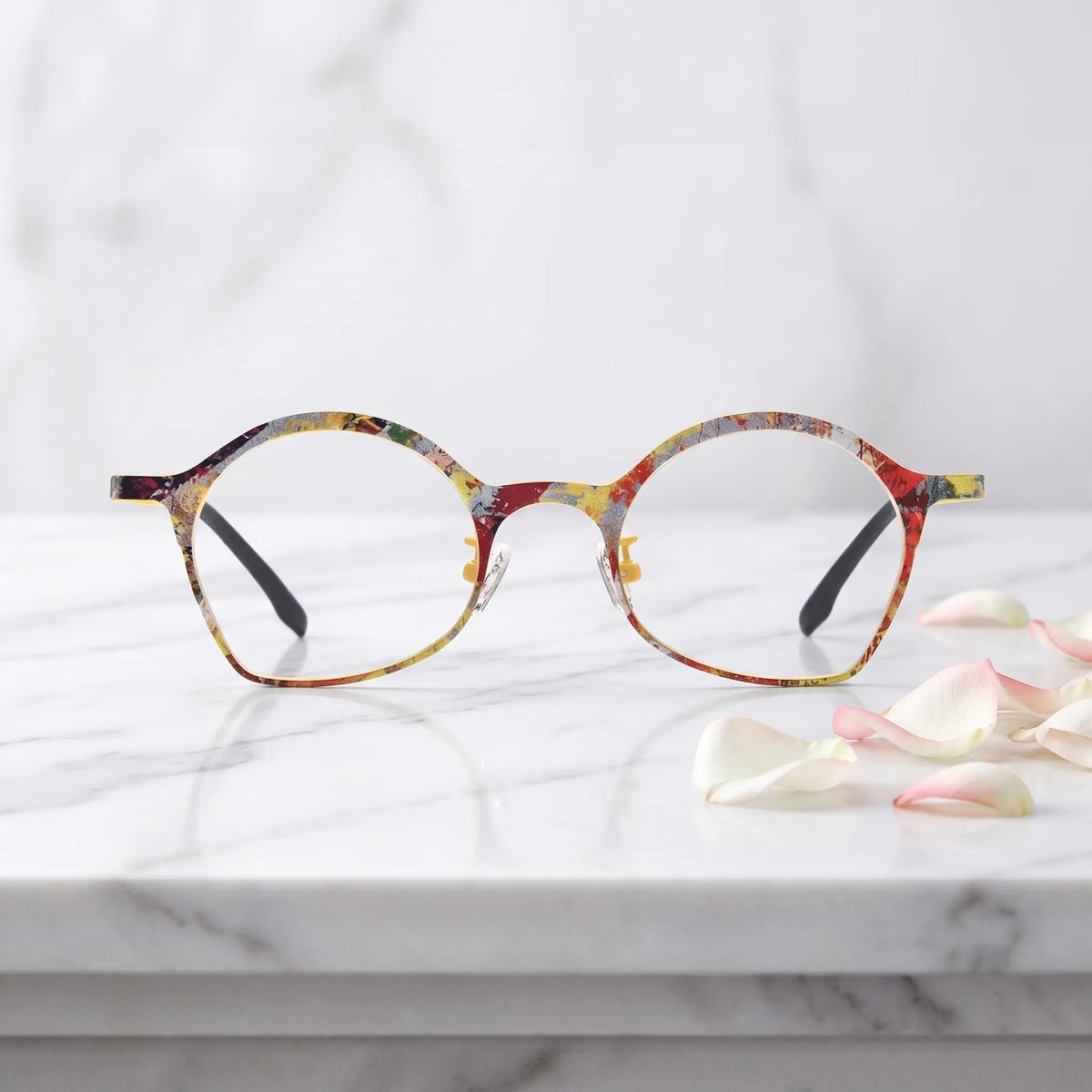 Barledear Sunlit Mosaic Yellow eyeglasses shown in a clean lifestyle front view