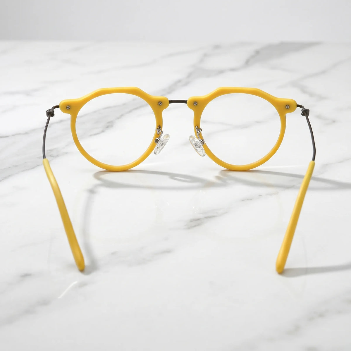 Barledear Sunshine Yellow eyeglasses back view showing temple shape full-rim structure and comfortable fit