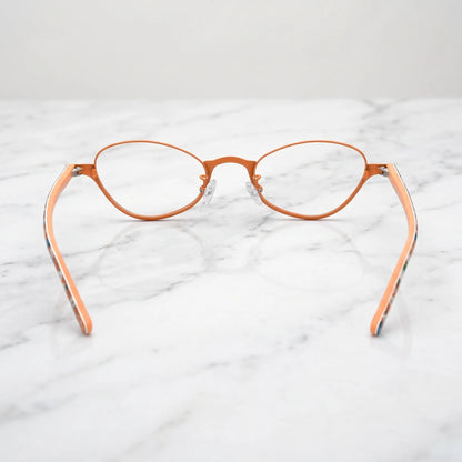 Barledear Tangerine Bloom eyeglasses back view showing floral acetate temple arms and full-rim frame structure