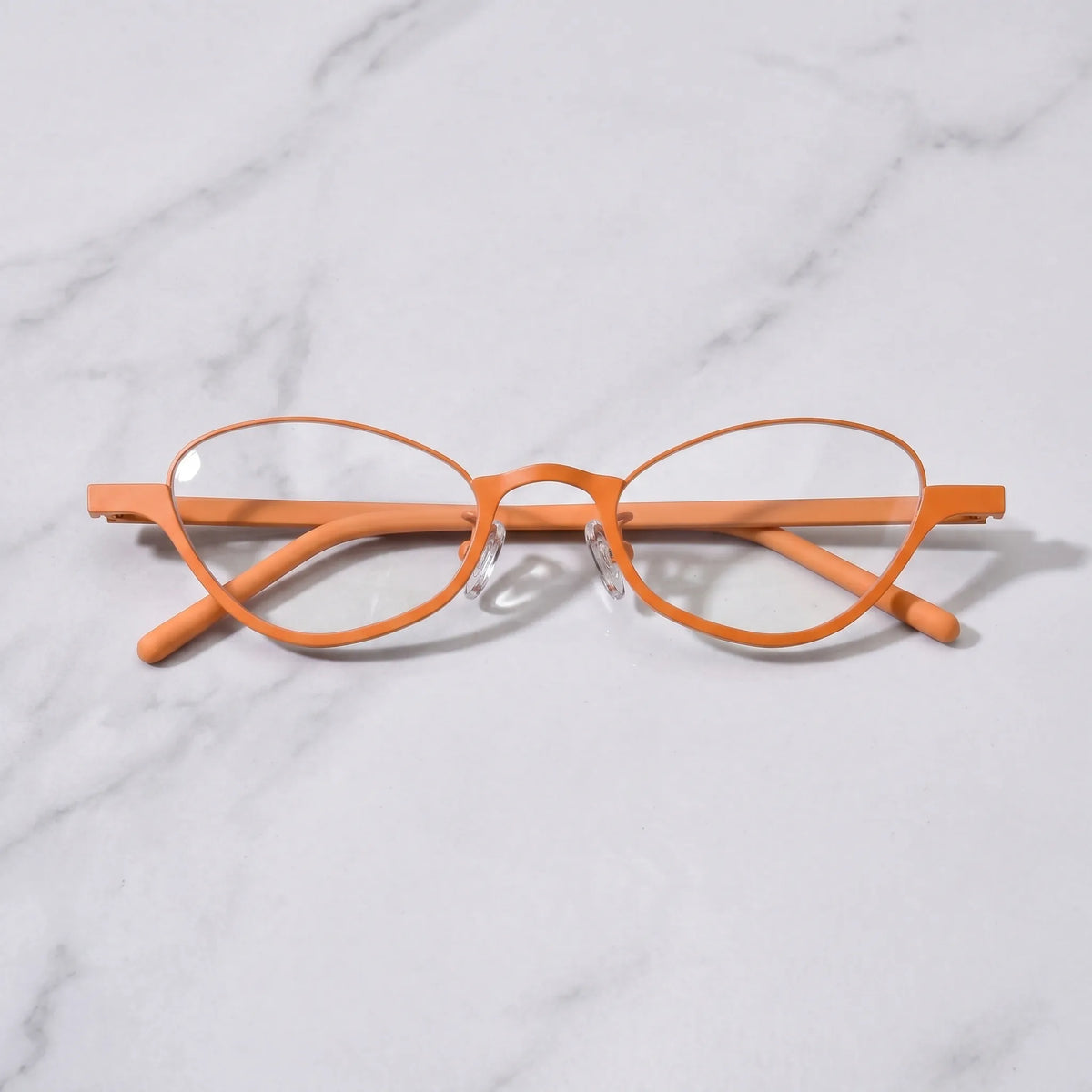 Barledear Tangerine Bloom eyeglasses folded display showing floral temple pattern and lightweight titanium frame