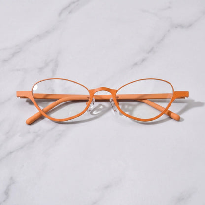 Barledear Tangerine Bloom eyeglasses folded display showing floral temple pattern and lightweight titanium frame