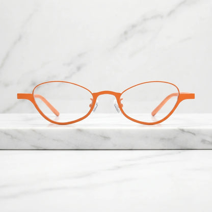 Barledear Tangerine Bloom eyeglasses shown in a clean lifestyle front view with warm orange oval frame