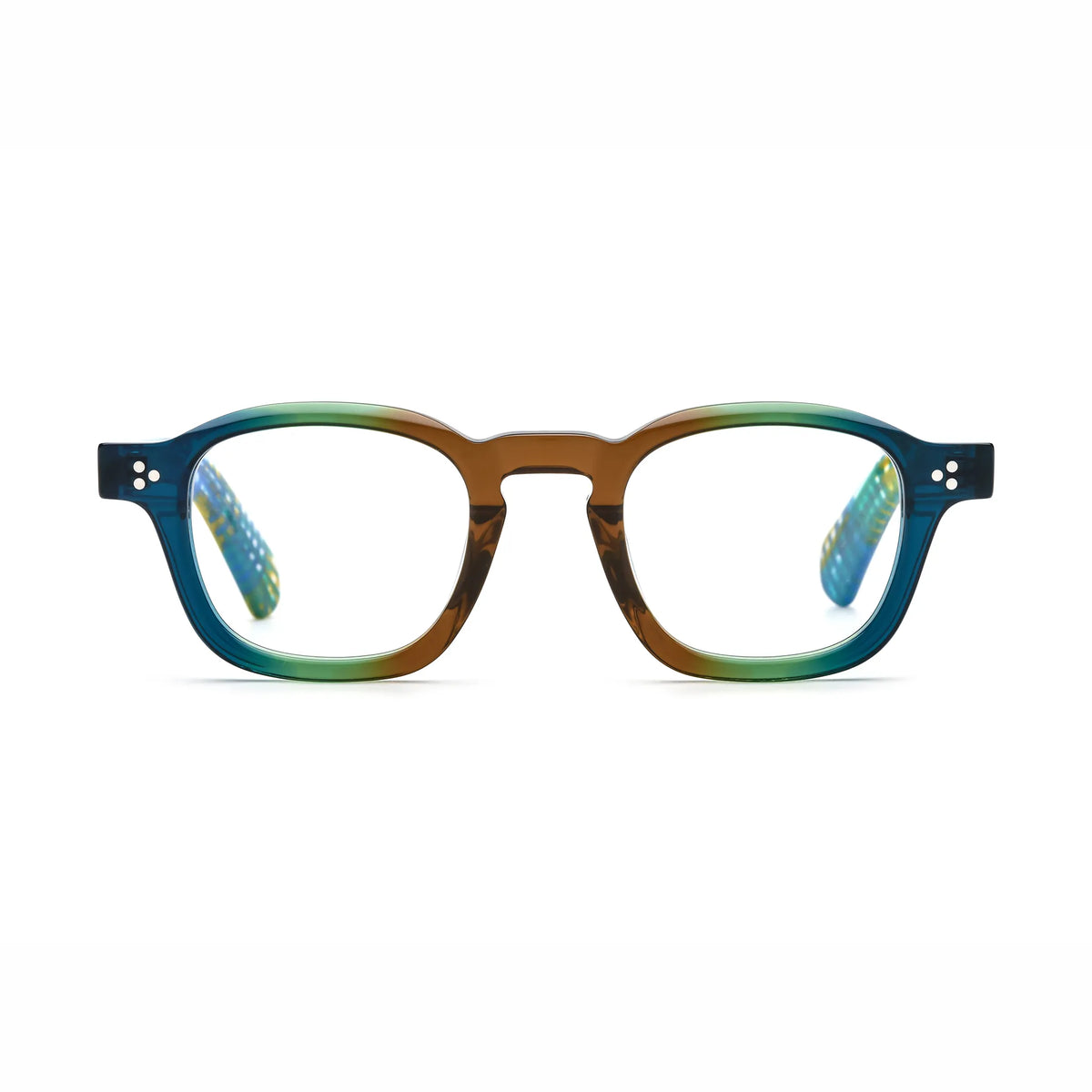 Barledear Teal Grove eyeglasses front view with lightweight retro square acetate frame