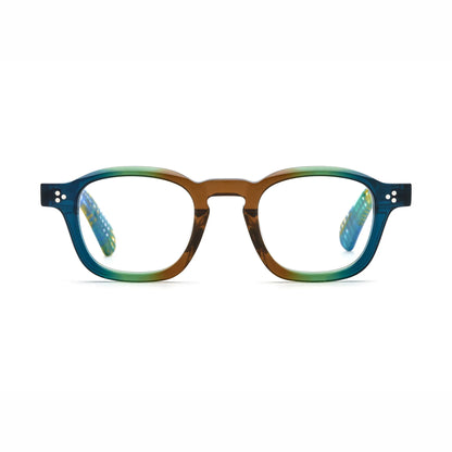 Barledear Teal Grove eyeglasses front view with lightweight retro square acetate frame