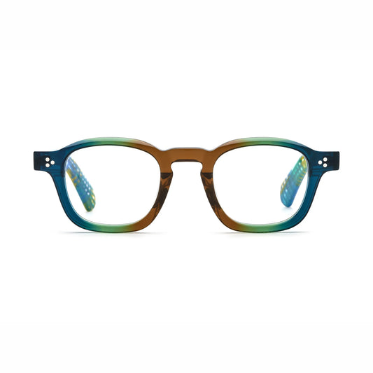 Barledear Teal Grove eyeglasses front view with lightweight retro square acetate frame
