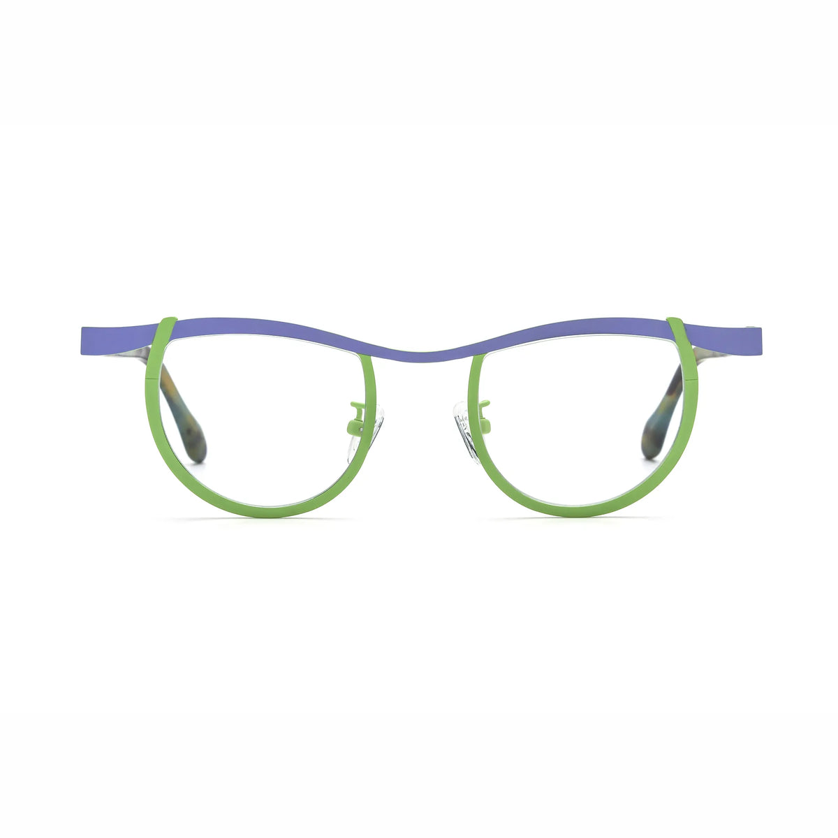 Barledear Violet Lime Tortoise eyeglasses front view with lightweight butterfly titanium frame