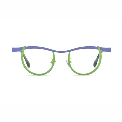 Barledear Violet Lime Tortoise eyeglasses front view with lightweight butterfly titanium frame