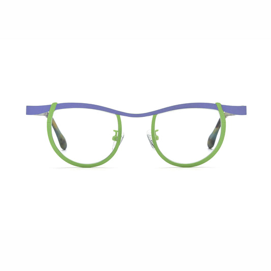 Barledear Violet Lime Tortoise eyeglasses front view with lightweight butterfly titanium frame