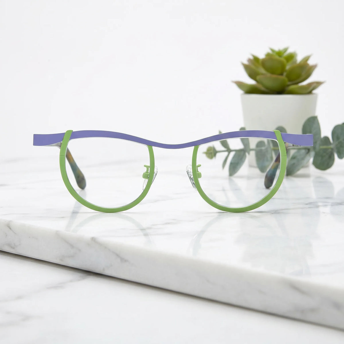 Barledear Violet Lime Tortoise eyeglasses shown in a clean lifestyle front view