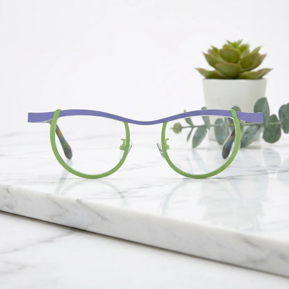 Barledear Violet Lime Tortoise eyeglasses shown in a clean lifestyle front view