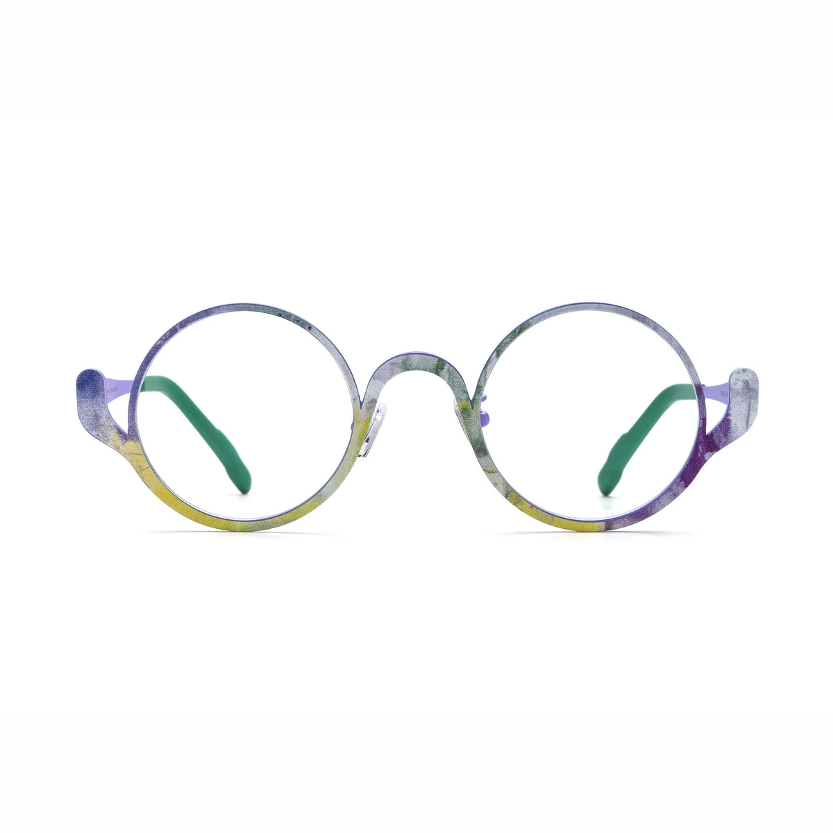 Barledear Violet Meadow eyeglasses front view with an artistic round pure titanium full-rim frame and lightweight design