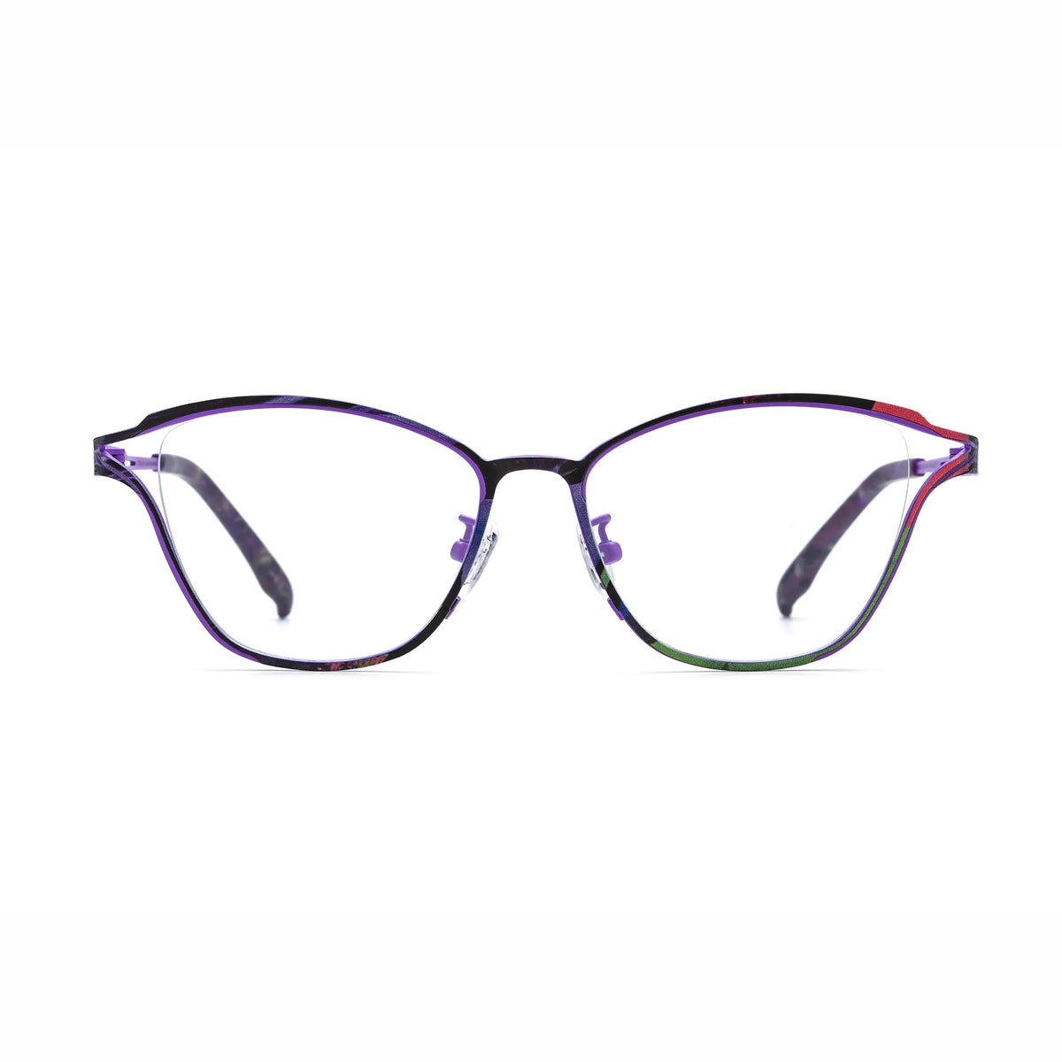 Barledear Violet Noir eyeglasses front view with lightweight pure titanium butterfly cat-eye full-rim frame